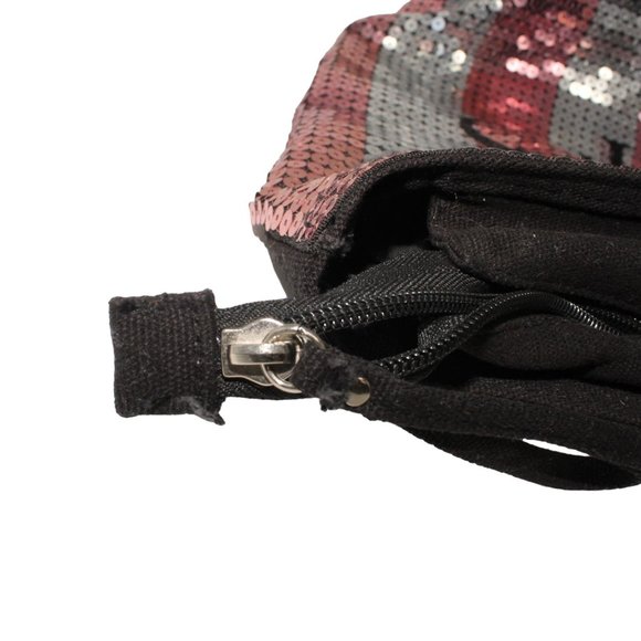 Victorias Secret 2015 Black Friday Pink Silver Sequin Striped Travel Tote Bag - Picture 5 of 5